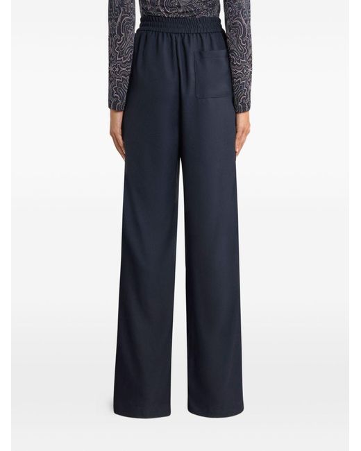 Etro Blue Drawstring Wide-Leg Trousers