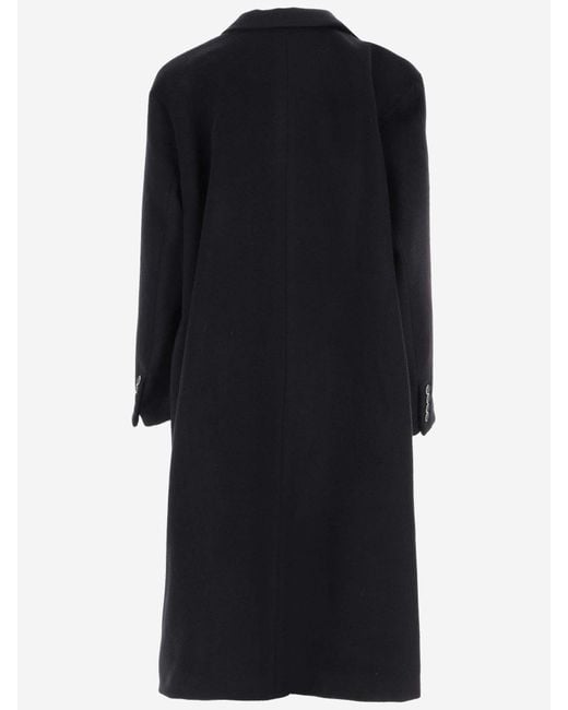 Saint Laurent Black Virgin Wool And Angora Single-breasted Coat