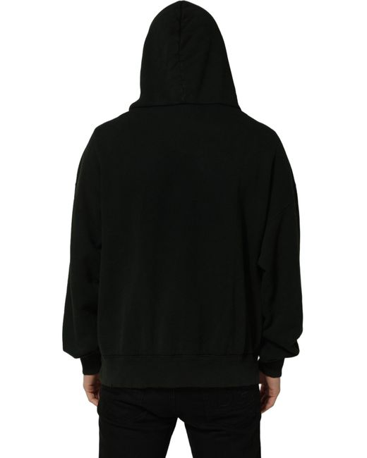 Dolce & Gabbana Black Cotton Hooded Men Sweatshirt Sweater for men