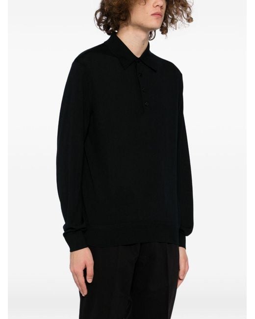 Tom Ford Black Button-Front Polo Knit Knitwear for men