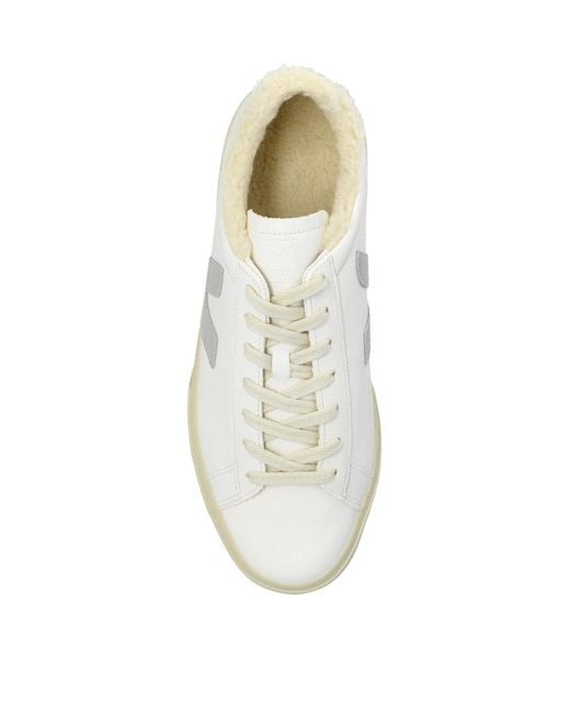 Veja White Campo Fured Leather Sneakers Shoes for men