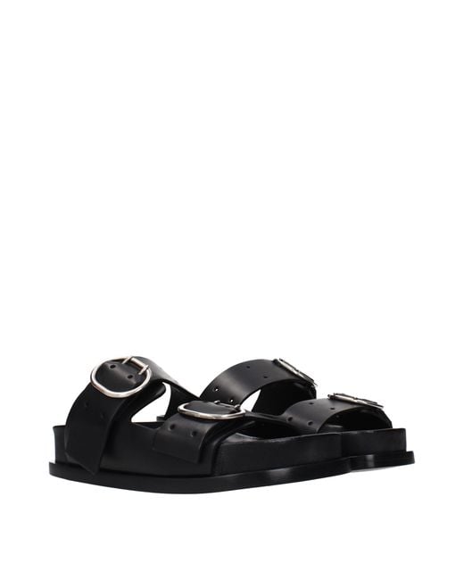 Jil Sander Black Leather Slippers
