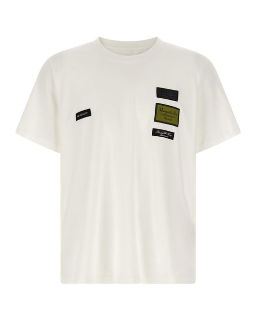 MM6 by Maison Margiela White Etichette Patch T-Shirt Cotton for men