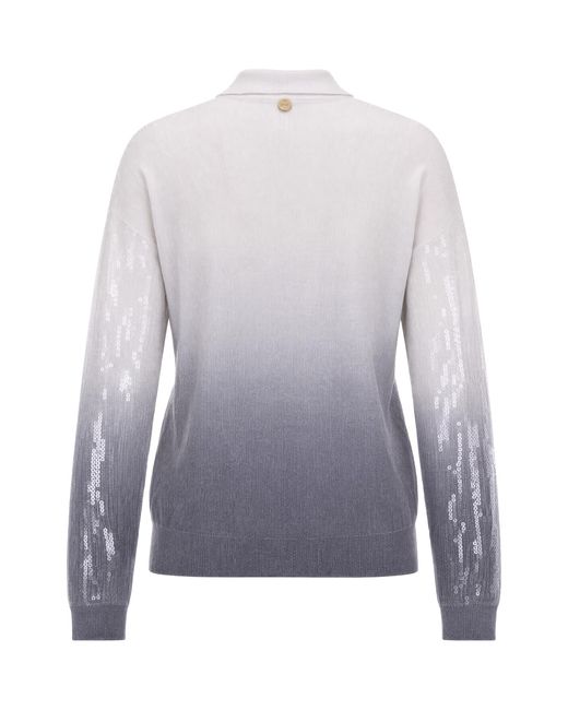 Liu Jo Blue Sequin Polo Sweater Viscose Tops
