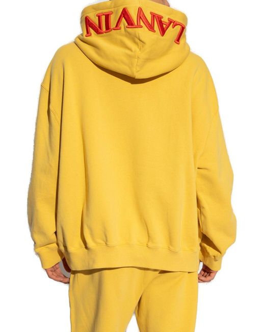 Lanvin Yellow X Future Logo Embroidered Drop-shoulder Hoodie for men