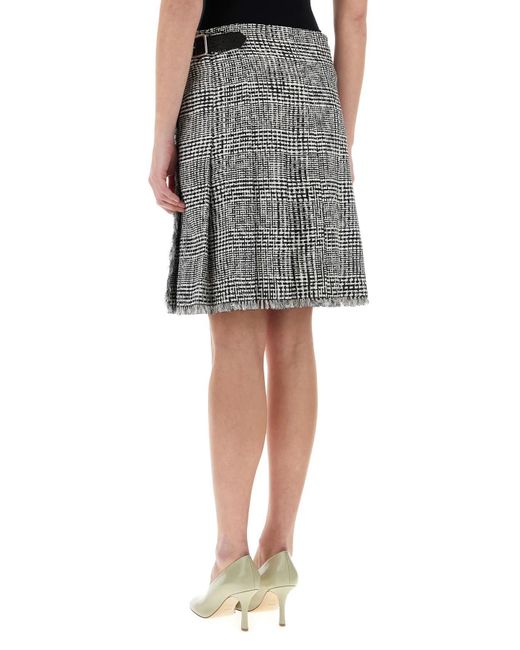 Burberry Gray Embroidered Houndstooth Skirt