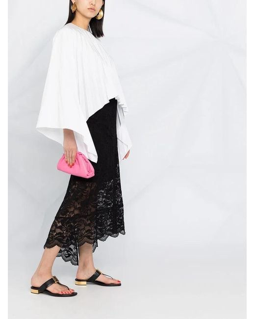 Valentino White Pleated Bell-Sleeves Top