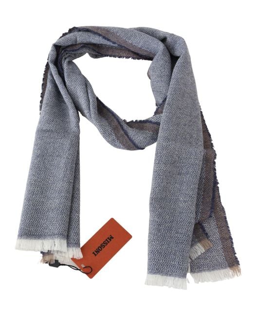 Missoni Blue Missoni Striped Wool Scarf for men