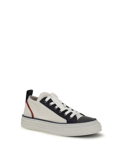 Brunello Cucinelli White Sneakers Precious Toe Upper Cotton Trainers