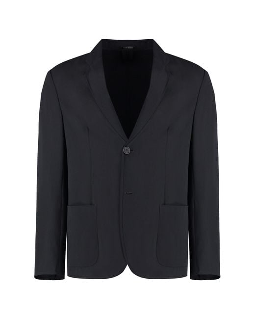 Giorgio Armani Black Single-Breasted Virgin Wool Jacket for men