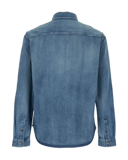 Saint Laurent Blue Shirt Classic Collar Denim Textile for men