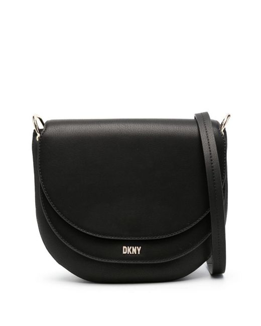 DKNY Black Logo-lettering Leather Crossbody Bag