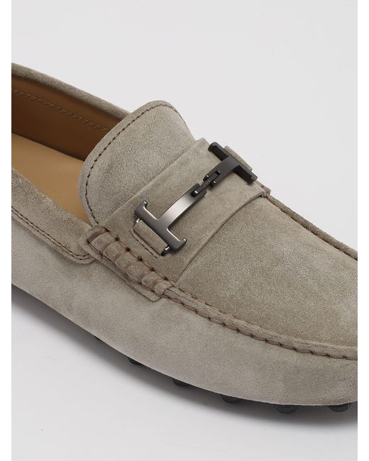 Tod's Gray Gommino Macro Double T Loafers for men
