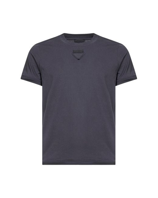 Prada Blue Shapeable Cotton T-Shirt for men