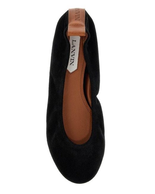 Lanvin Black Suede Ballet Flats For