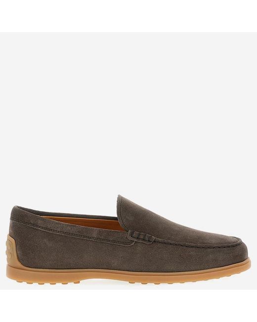Tod's Brown Suede Loafers Calfskin for men