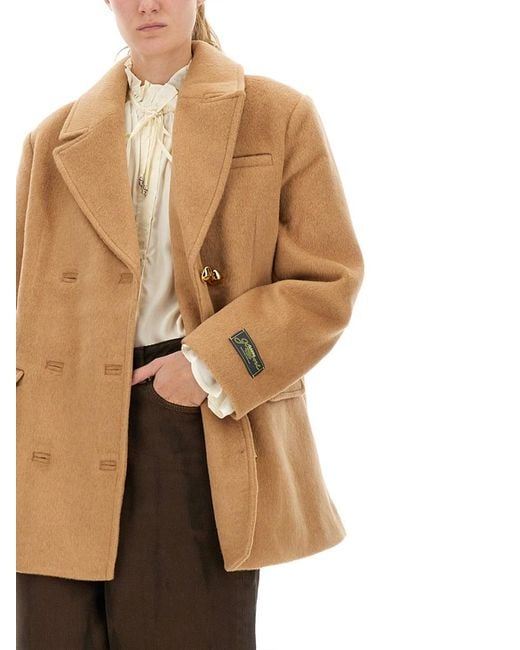 Ganni Natural Double-Breasted Wool Blazer Recycled Jacket
