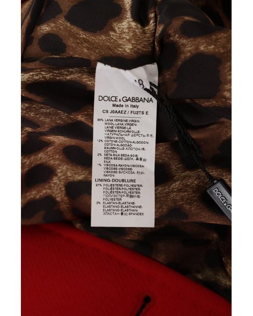 Dolce & Gabbana Red Leopard Wool Trenchcoat Jacket Clothing
