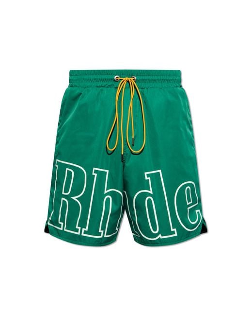 Rhude Green Shorts With Logo for men