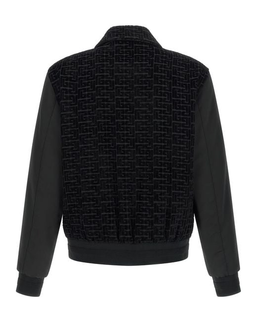 Balmain Black Velvet Bomber Jacket for men