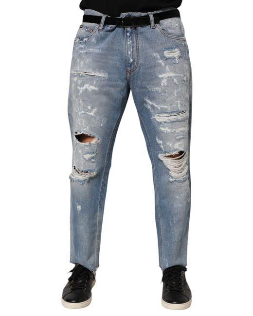 Dolce & Gabbana Blue Distressed Denim Jeans for men