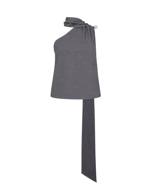 GIUSEPPE DI MORABITO Gray One-Shoulder Virgin Wool Top Tops