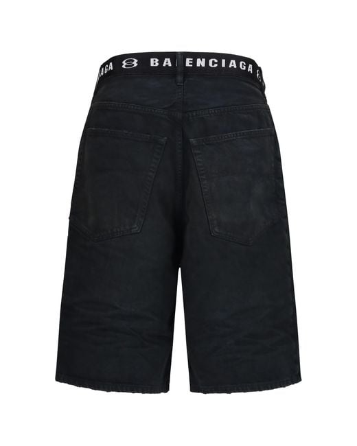 Balenciaga Blue Belted Shorts Cotton Bermuda for men