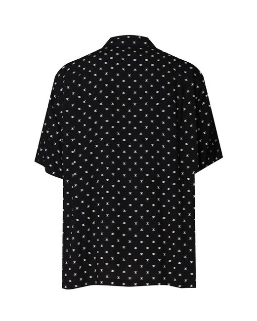 Céline Black Hawaiian Shirt With Viscose Print for men