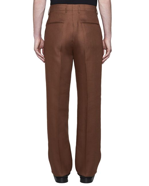 Tagliatore Brown Linen Trousers for men