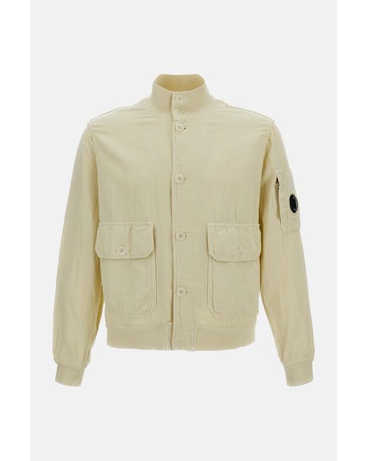 C P Company White Linen Blend Jacket for men