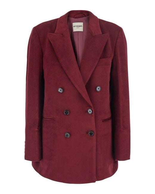Roy Rogers Purple Double-Breasted Velvet Jacket Blazers
