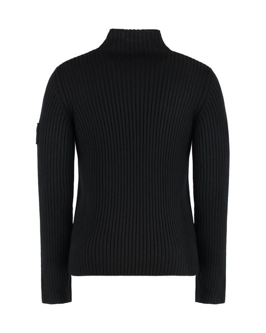 Prada Black Virgin Wool Turtleneck Sweater for men