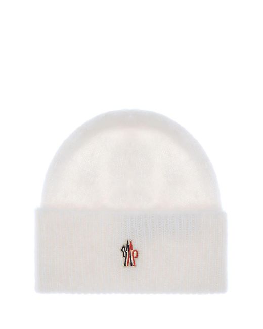 Moncler White Ivory Alpaca Blend Beanie Hat