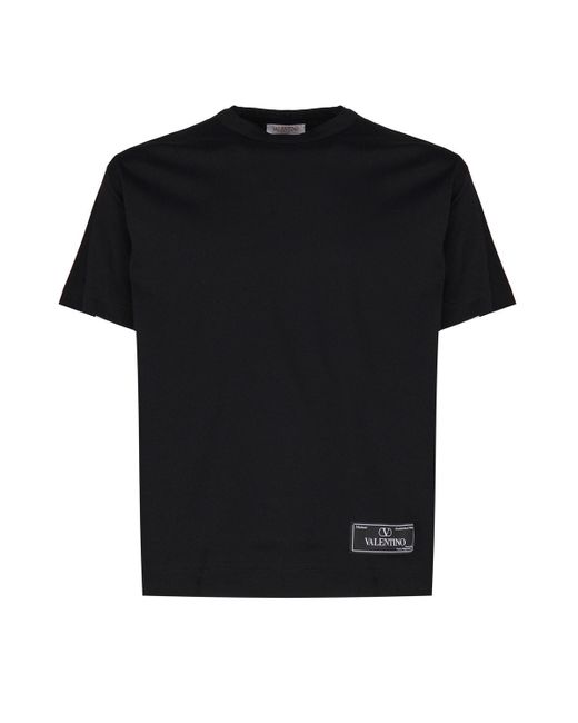 Valentino Black Cotton T-Shirt With Maison Sartorial Label for men