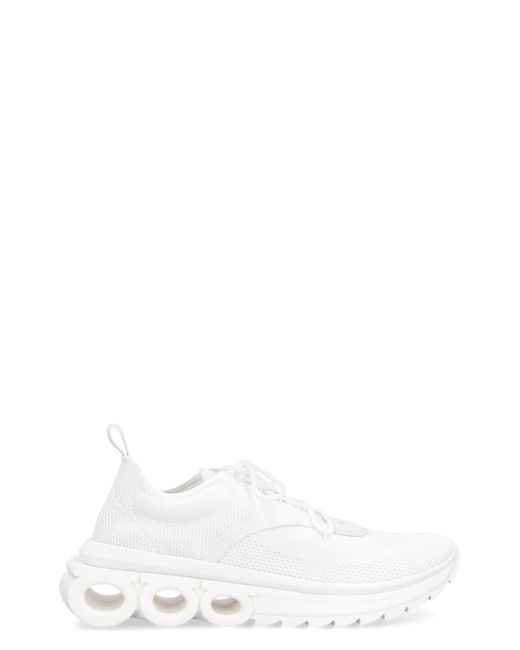 Ferragamo White Fabric Low-Top Sneakers