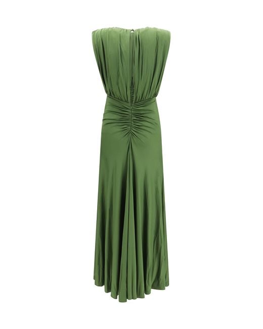 Self-Portrait Green Jersey Gathered Maxi Dress