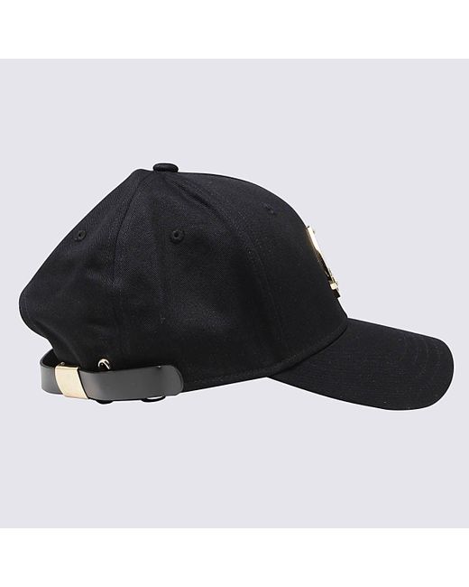 Moose Knuckles Black And Gold Cotton Logo Icon Baseball Cap for men