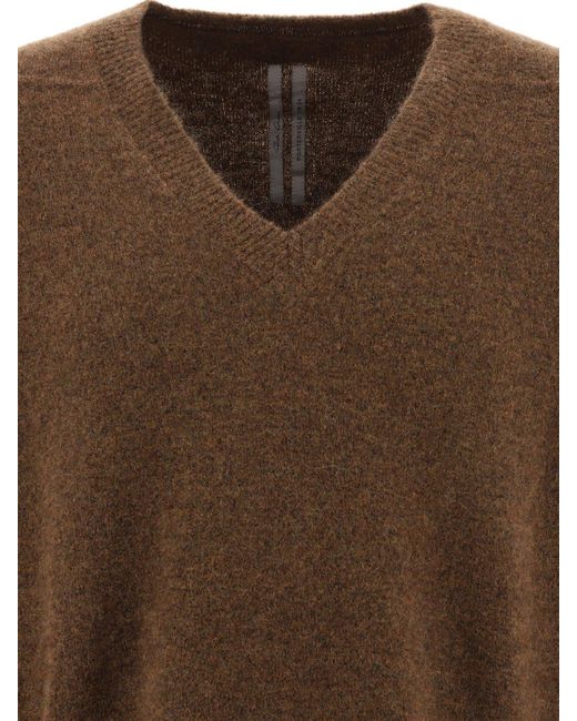 Rick Owens Brown "Tommy" V-Neck Sweater for men