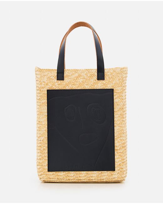 Plan C Black Bags Raffia Bovine Leather Brass