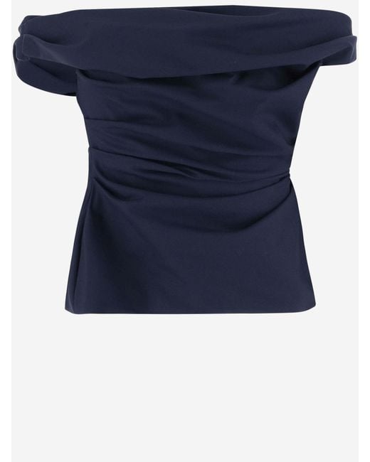 ARMARIUM draped sleeveless wool top - Blue