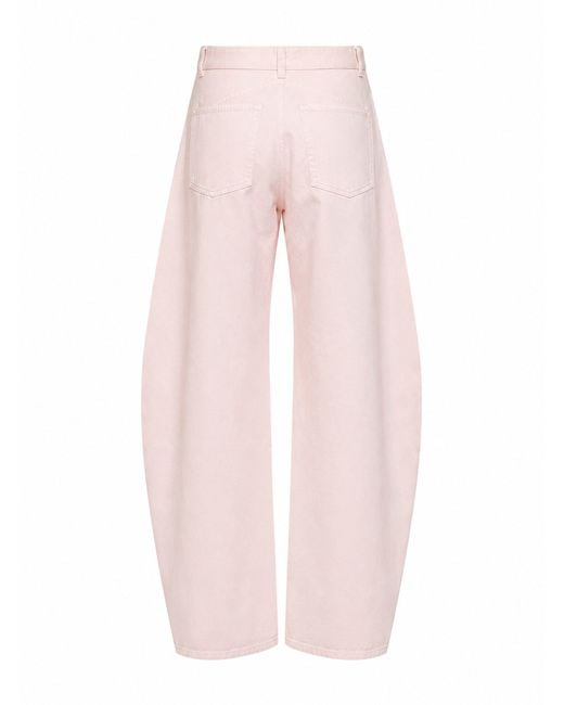 Alaïa Pink Dyed Cotton Denim Low-Rise Round Jeans