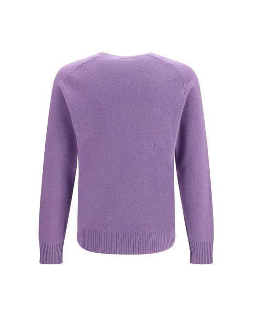 Brooksfield Purple Crewneck Sweater Kashmir/Capra Hircus for men