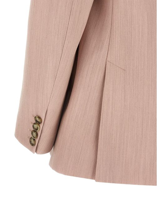 Stella McCartney Natural Double-Breasted Wool Blazer With Peak Lapels