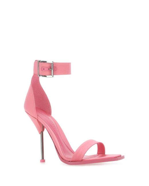 Alexander McQueen Pink Satin Sandals