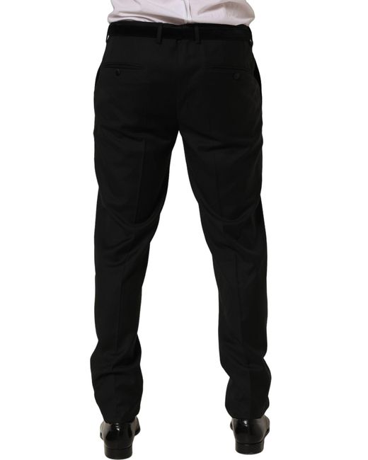 Dolce & Gabbana Black Wool Skinny Leg Dress Trouser Pants Virgin Silk Polyester for men