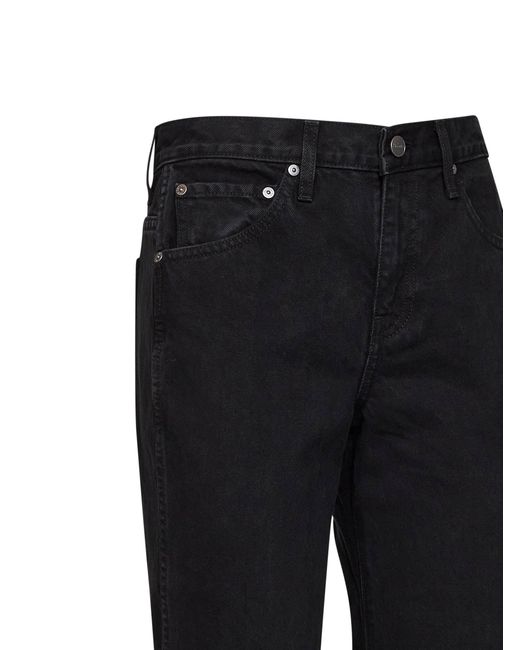 Khaite Black Cotton Denim Clara Flared Cropped Jeans