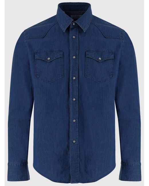 Alessandro Gherardi Blue Cotton Denim Shirt West8 Dark for men