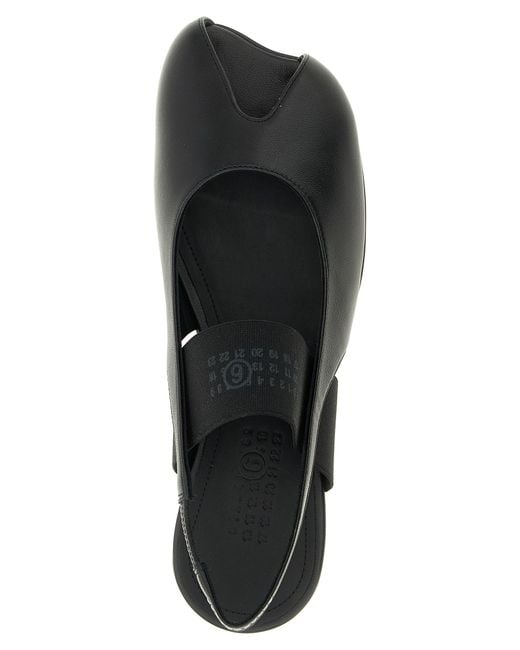 MM6 by Maison Margiela Black Opentoe Tabi Slingback Lamb Leather (Ovis Aries) Sandal