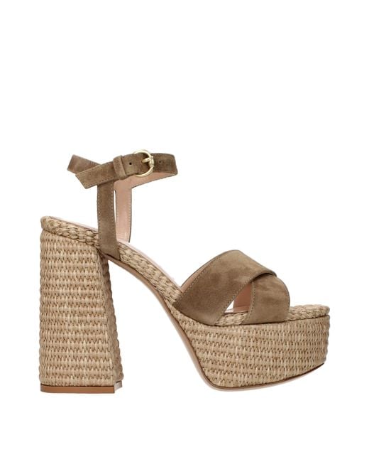 Gianvito Rossi Brown Leather Platform Sandals