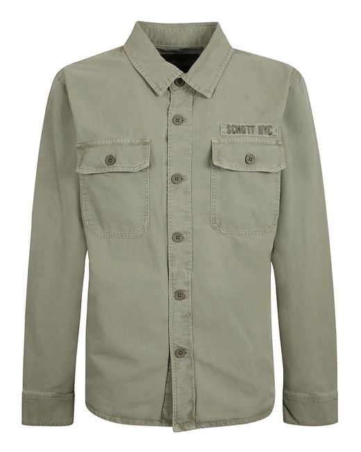 Schott Nyc Green Patched Pocket Military Jacket for men
